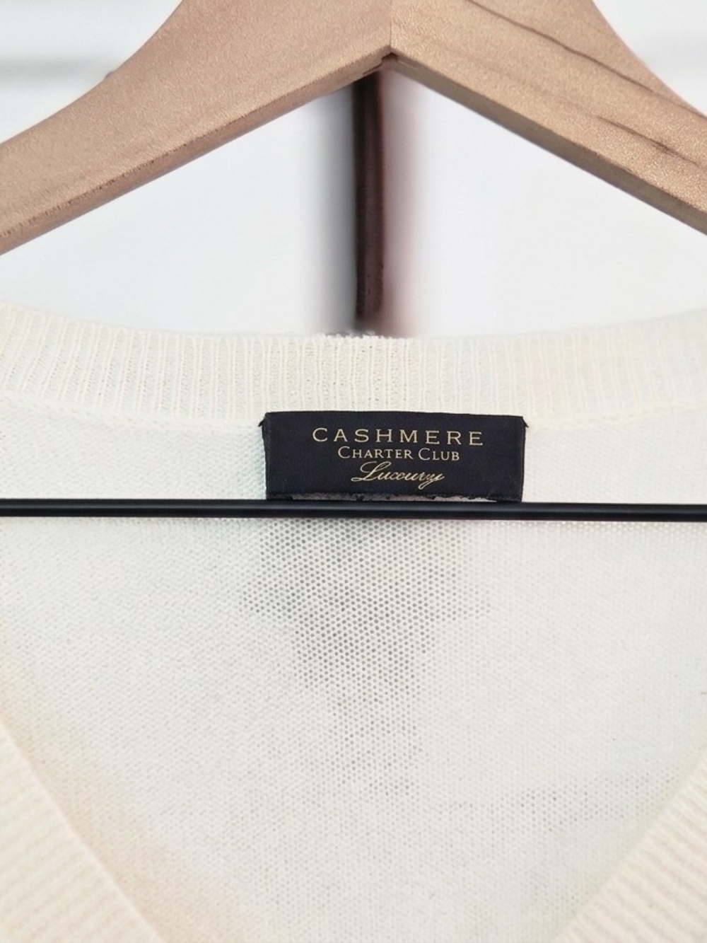 Charter Club Cashmere V-Neck Sweater - Cream